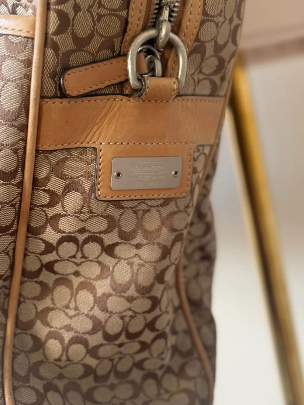 Coach Vintage Brown Signature Canvas Briefcase Laptop Messenger Hudson Bag